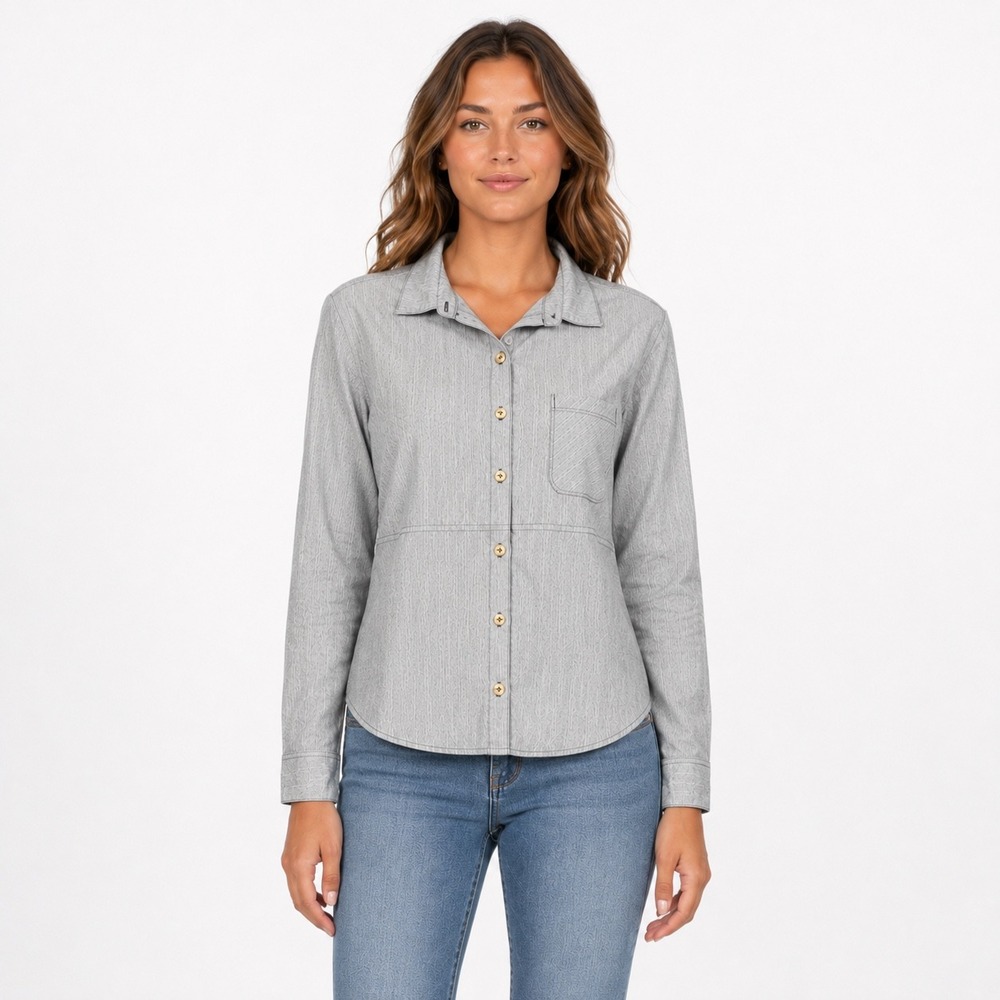 The North Face Women's S Gray Button Up Outdoor Hiking Shirt Lightweight Utility